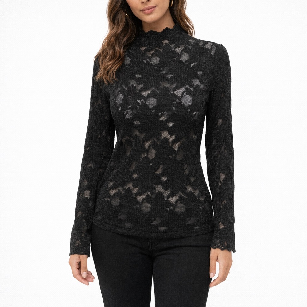 Chic Black Lace Women's Blouse